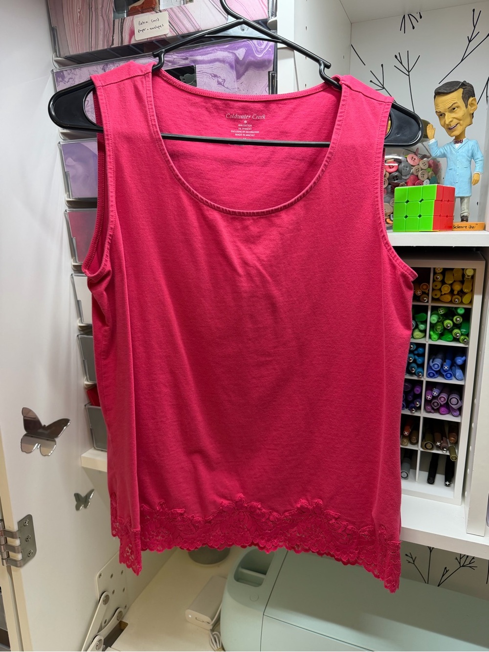 Coldwater Creek Women's Fuchsia Lace-Hem Tank